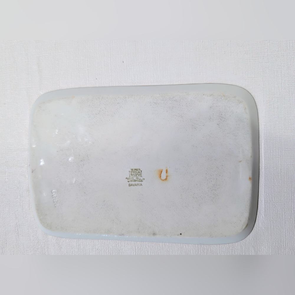 Antique IT UNO Favorite Bavaria Porcelain Tray — Forget-Me-Not Floral, Gold Trim - Picture 4 of 6